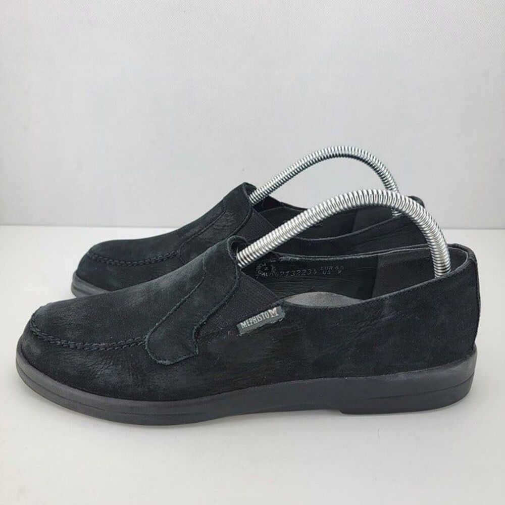 Mephisto Womens Size 9 Black Suede Leather Slip On Loafer Shoes
